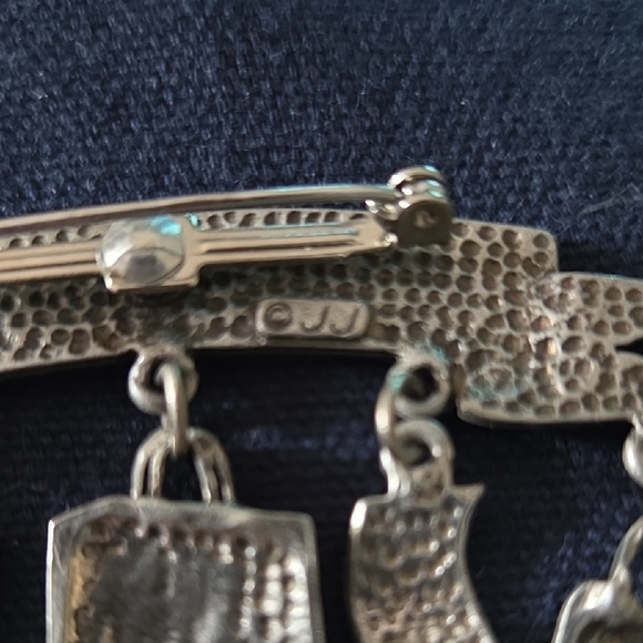 Vintage 1990's JJ Collectible 'Born to Shop' Pewter Brooch w 5 Dangling Charms - Picture 3 of 8